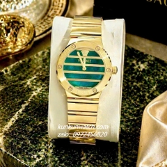 Đồng Hồ Nữ Versace Greca Logo Pearl Gold Mặt Xanh Rêu 33mm