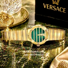 Đồng Hồ Nữ Versace Greca Logo Pearl Gold Mặt Xanh Rêu 33mm