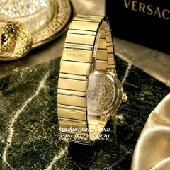 Đồng Hồ Nữ Versace Greca Logo Pearl Gold Mặt Xanh Rêu 33mm