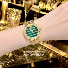 Đồng Hồ Nữ Versace Greca Logo Pearl Gold Mặt Xanh Rêu 33mm