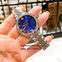 Đồng Hồ Nữ Versace Hellenyium 2 Kim Silver Mặt Xanh Navy 36mm