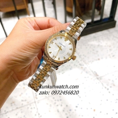 Đồng Hồ Nữ Versace Hellenyium 2 Kim Demi Mặt Xanh Trắng 36mm