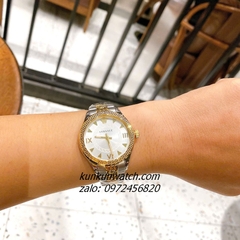 Đồng Hồ Nữ Versace Hellenyium 2 Kim Demi Mặt Xanh Trắng 36mm