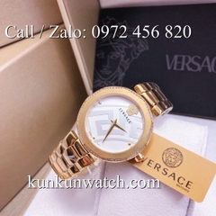 Đồng Hồ Nữ Versace Idyia Đính Viền Pha Lê - Vàng Mặt Trắng - 36mm