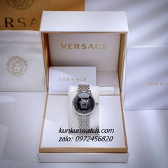 Đồng Hồ Nữ Versace Medusa Alchemy Quartz Silver Mặt Đen 38mm