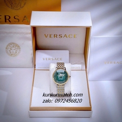 Đồng Hồ Nữ Versace Medusa Alchemy Quartz Demi Gold Mặt Xanh 38mm