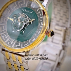 Đồng Hồ Nữ Versace Medusa Alchemy Quartz Demi Gold Mặt Xanh 38mm