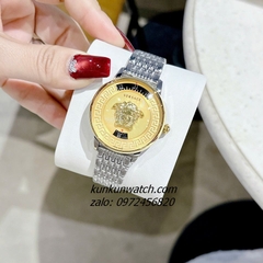 Đồng Hồ Nữ Versace Medusa Icon Silver Mặt Vàng 38mm