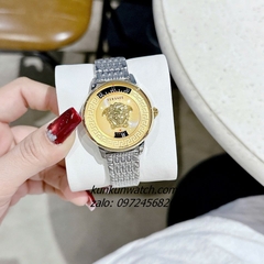 Đồng Hồ Nữ Versace Medusa Icon Silver Mặt Vàng 38mm