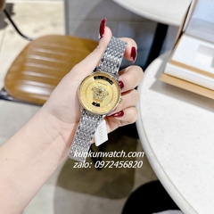 Đồng Hồ Nữ Versace Medusa Icon Silver Mặt Vàng 38mm
