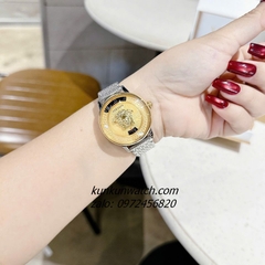 Đồng Hồ Nữ Versace Medusa Icon Silver Mặt Vàng 38mm