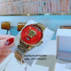 Đồng Hồ Nữ Versace Medusa Icon Gold Mặt Đỏ 38mm
