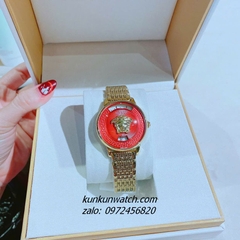 Đồng Hồ Nữ Versace Medusa Icon Gold Mặt Đỏ 38mm