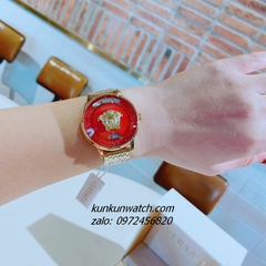 Đồng Hồ Nữ Versace Medusa Icon Gold Mặt Đỏ 38mm