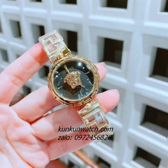Đồng Hồ Nữ Versace Medusa Jewel Bracelet Quartz Gold Mặt Đen 34mm