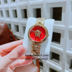 Đồng Hồ Nữ Versace Medusa Jewel Bracelet Quartz Gold Mặt Đỏ 34mm