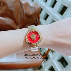 Đồng Hồ Nữ Versace Medusa Jewel Bracelet Quartz Gold Mặt Đỏ 34mm