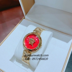 Đồng Hồ Nữ Versace Medusa Jewel Bracelet Quartz Gold Mặt Đỏ 34mm