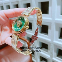 Đồng Hồ Nữ Versace Medusa Jewel Bracelet Quartz Gold Mặt Xanh Lá 34mm