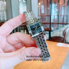 Đồng Hồ Nữ Versace Mosaic Quartz Silver Đen Mặt Vuông 22mm