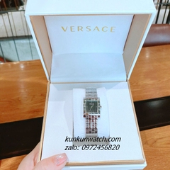 Đồng Hồ Nữ Versace Mosaic Quartz Silver Đen Mặt Vuông 22mm