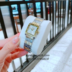 Đồng Hồ Nữ Versace Mosaic Quartz Demi Gold Mặt Vuông 22mm