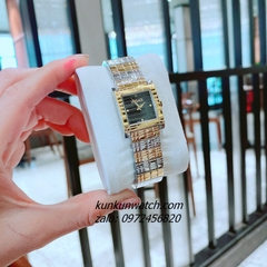 Đồng Hồ Nữ Versace Mosaic Quartz Demi Đen Gold Mặt Vuông 22mm
