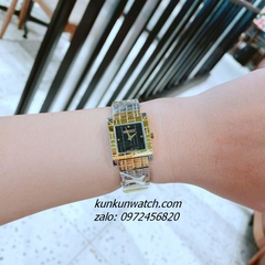 Đồng Hồ Nữ Versace Mosaic Quartz Demi Đen Gold Mặt Vuông 22mm