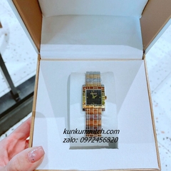 Đồng Hồ Nữ Versace Mosaic Quartz Demi Đen Gold Mặt Vuông 22mm