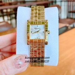 Đồng Hồ Nữ Versace Mosaic Quartz Gold Mặt Trắng Vuông 22mm 1
