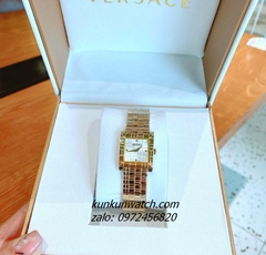 Đồng Hồ Nữ Versace Mosaic Quartz Gold Mặt Trắng Vuông 22mm