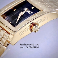 Đồng Hồ Nữ Versace Mosaic Quartz Gold Đen Mặt Vuông 22mm