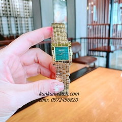 Đồng Hồ Nữ Versace Mosaic Quartz Gold Xanh Mặt Vuông 22mm