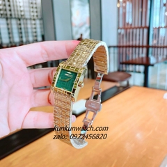Đồng Hồ Nữ Versace Mosaic Quartz Gold Xanh Mặt Vuông 22mm