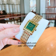 Đồng Hồ Nữ Versace Mosaic Quartz Gold Xanh Mặt Vuông 22mm