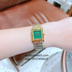 Đồng Hồ Nữ Versace Mosaic Quartz Gold Xanh Mặt Vuông 22mm