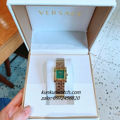 Đồng Hồ Nữ Versace Mosaic Quartz Gold Xanh Mặt Vuông 22mm