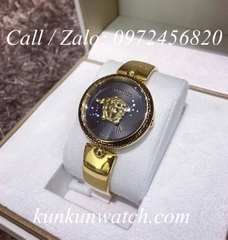Đồng Hồ Nữ Versace Palazzo Empire Dây Đeo Kiểu Dáng Kiềng Vàng Mặt Đen - 39mm