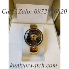 Đồng Hồ Nữ Versace Palazzo Empire Dây Đeo Kiểu Dáng Kiềng Vàng Mặt Đen - 39mm