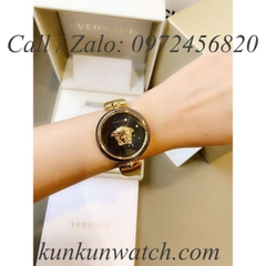 Đồng Hồ Nữ Versace Palazzo Empire Dây Đeo Kiểu Dáng Kiềng Vàng Mặt Đen - 39mm