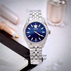 Đồng Hồ Nữ Versace V-Code Vỏ Silver Mặt Xanh Navy 36mm 1