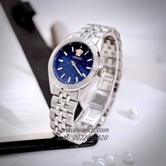 Đồng Hồ Nữ Versace V-Code Vỏ Silver Mặt Xanh Navy 36mm