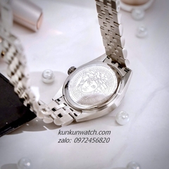 Đồng Hồ Nữ Versace V-Code Vỏ Silver Mặt Xanh Navy 36mm