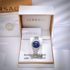 Đồng Hồ Nữ Versace V-Code Vỏ Silver Mặt Xanh Navy 36mm