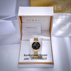 Đồng Hồ Nữ Versace V - Eternal Quartz Gold Mặt Đen 36mm