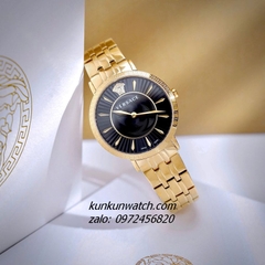 Đồng Hồ Nữ Versace V - Eternal Quartz Gold Mặt Đen 36mm