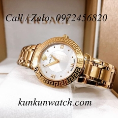 Đồng Hồ Nữ Versace Daphnis Mặt Số Khảm Trai - Vàng Mặt Trắng - 36mm