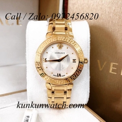 Đồng Hồ Nữ Versace Daphnis Mặt Số Khảm Trai - Vàng Mặt Trắng - 36mm