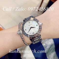 Đồng Hồ Nữ Versace Daphnis Mặt Số Khảm Trai - Bạc Mặt Trắng - 36mm
