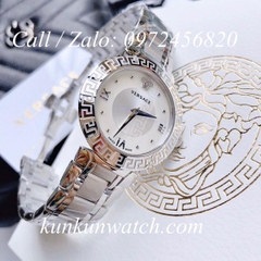 Đồng Hồ Nữ Versace Daphnis Mặt Số Khảm Trai - Bạc Mặt Trắng - 36mm